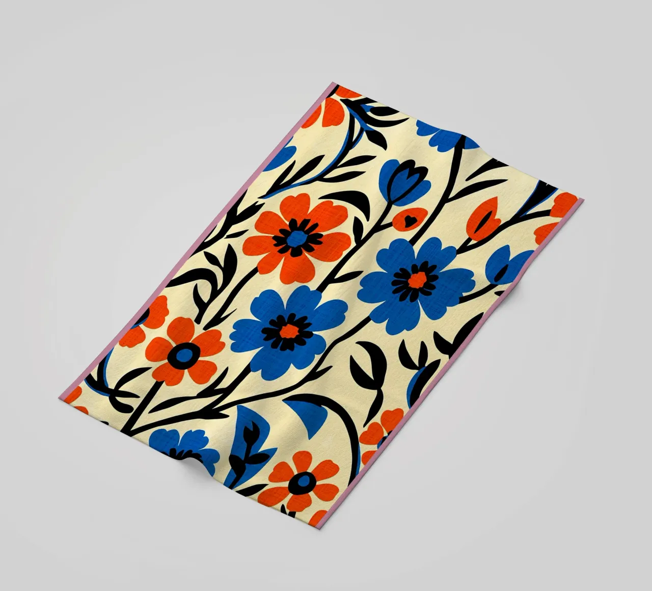Fiori blu arancio telo mare da BobbyStudio