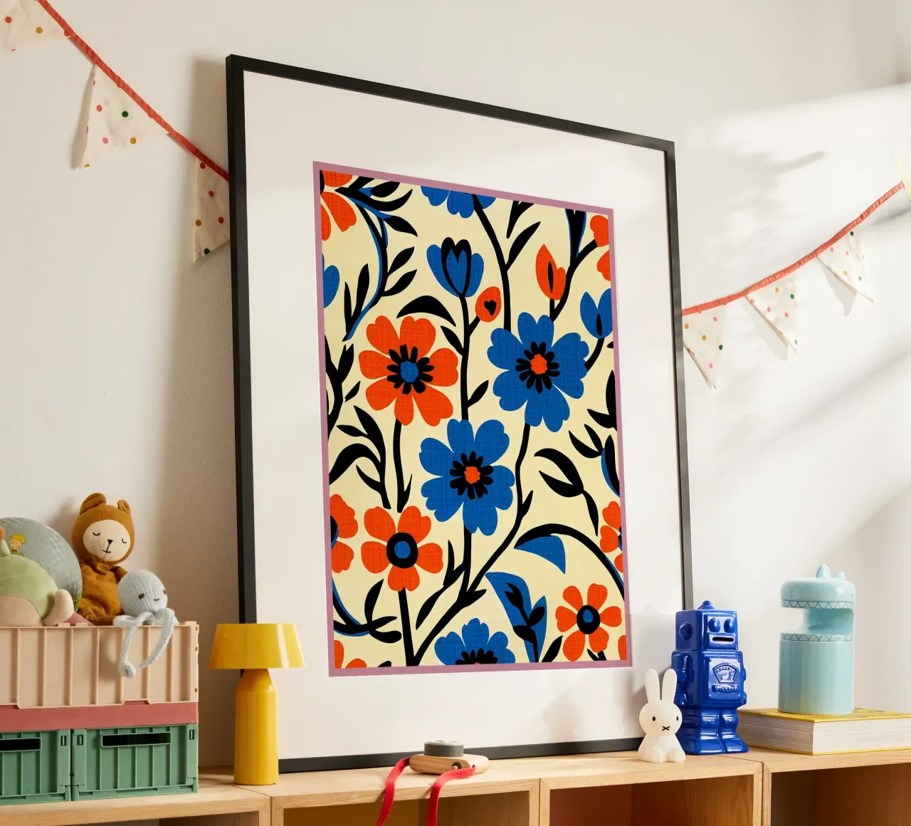 Fiori blu arancio carta hahnemühle da BobbyStudio
