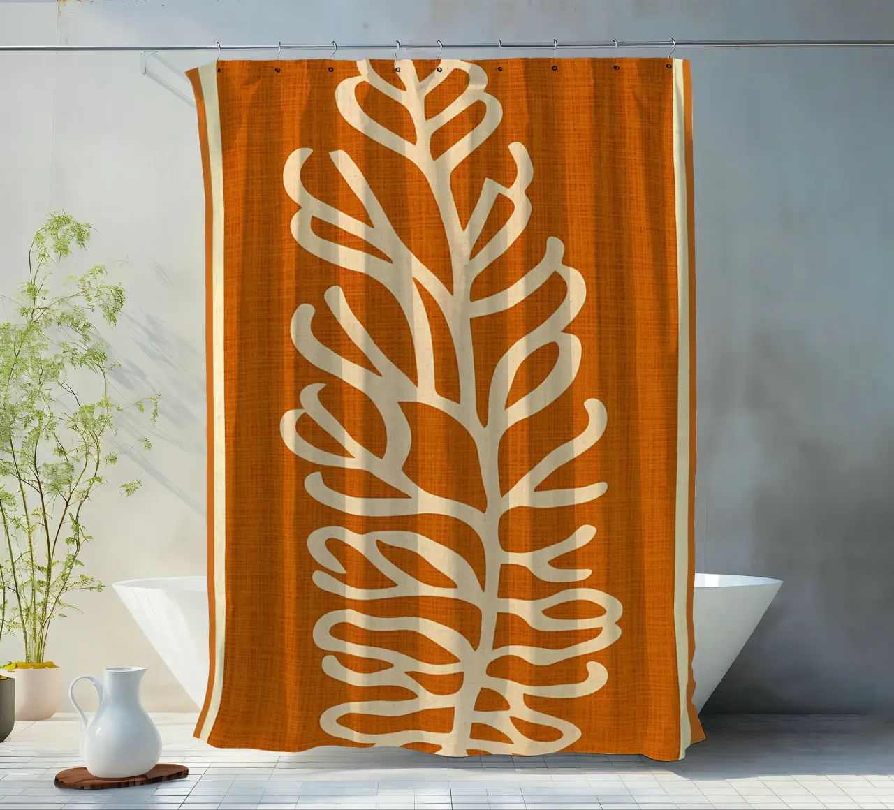 Boho Line Art Blatt Duschvorhang von Amanda Studio