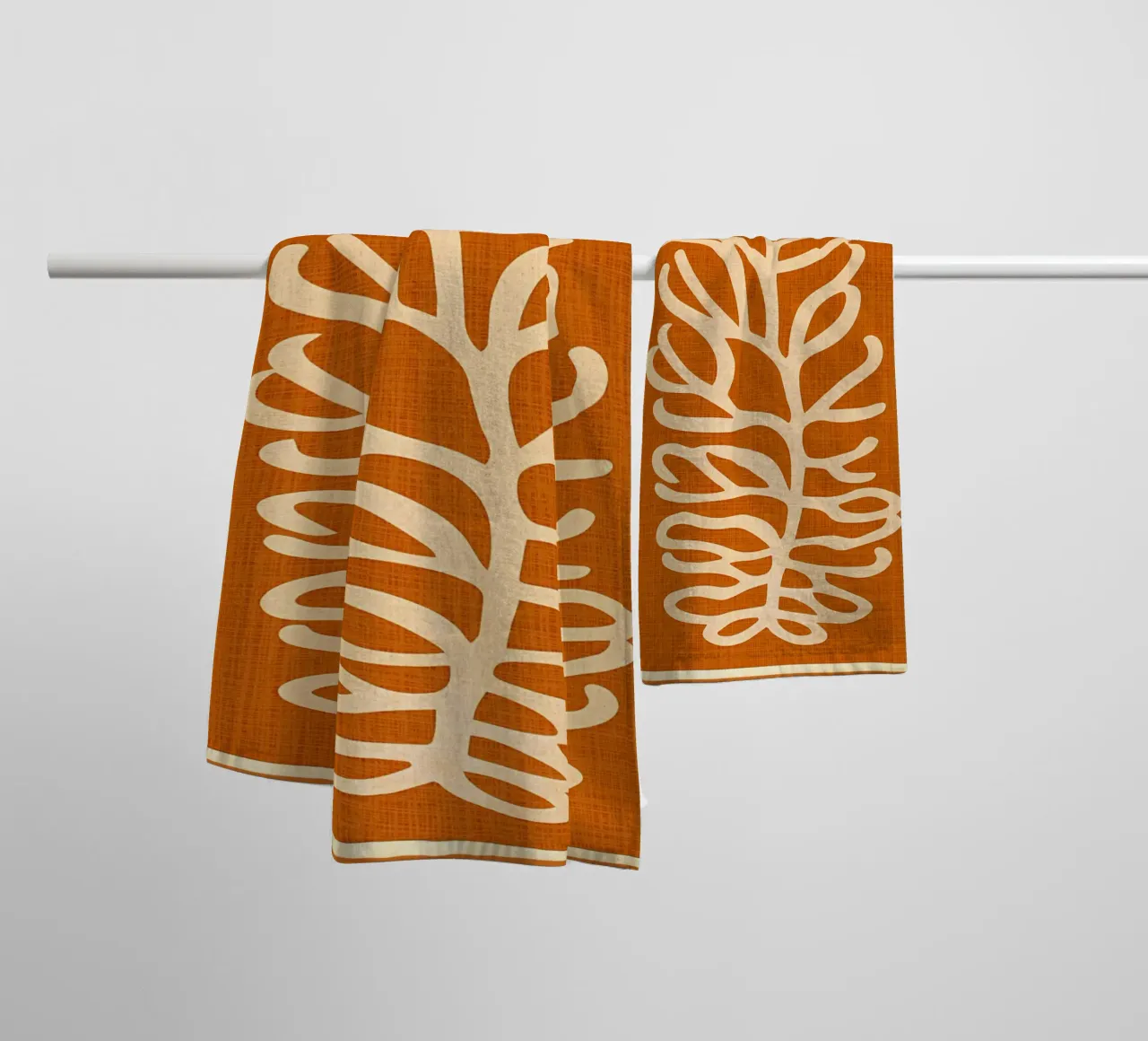 Boho Line Art Leaf towel by Amanda Studio