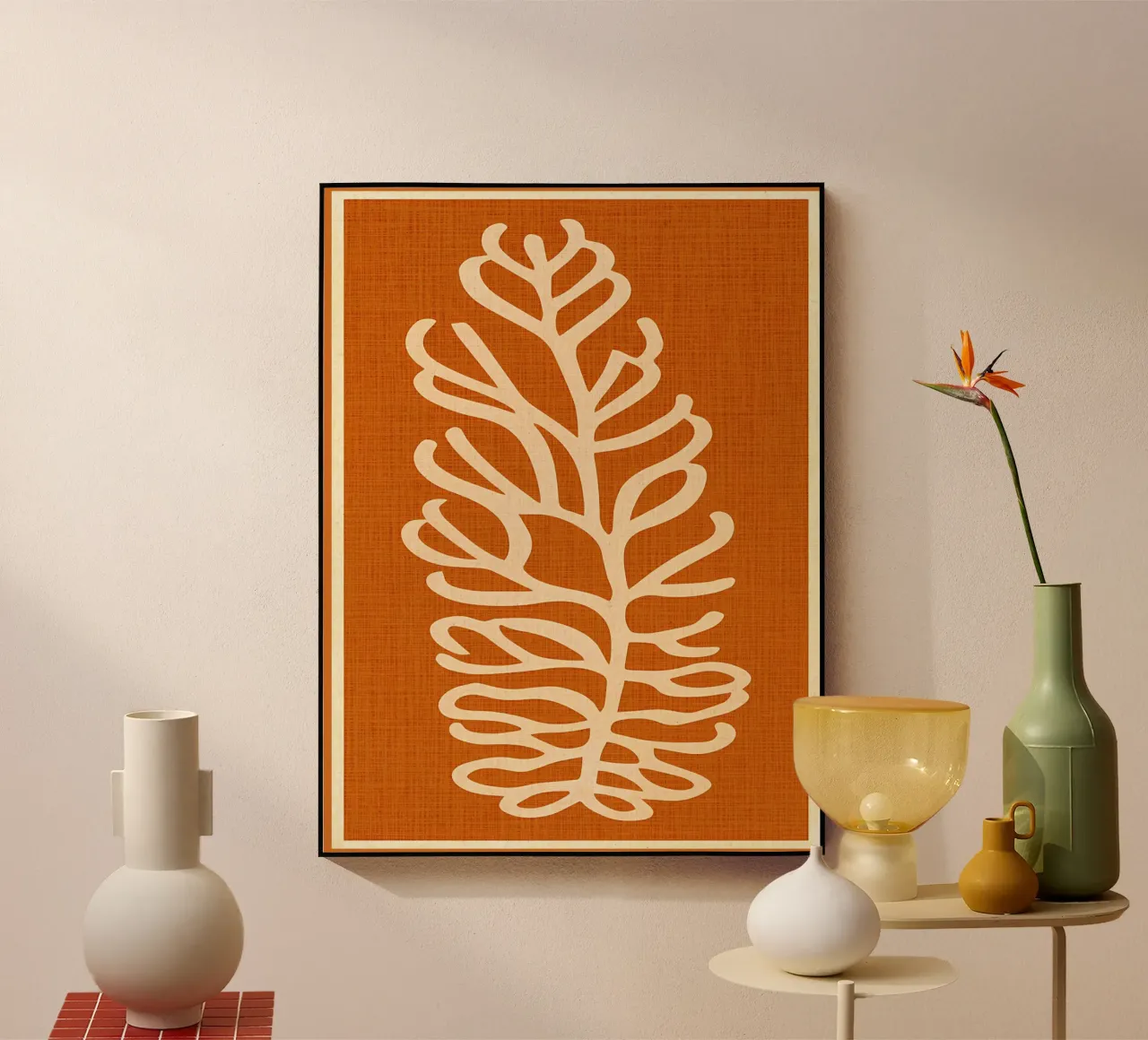 Boho Line Art Leaf acrylic glass by Amanda Studio