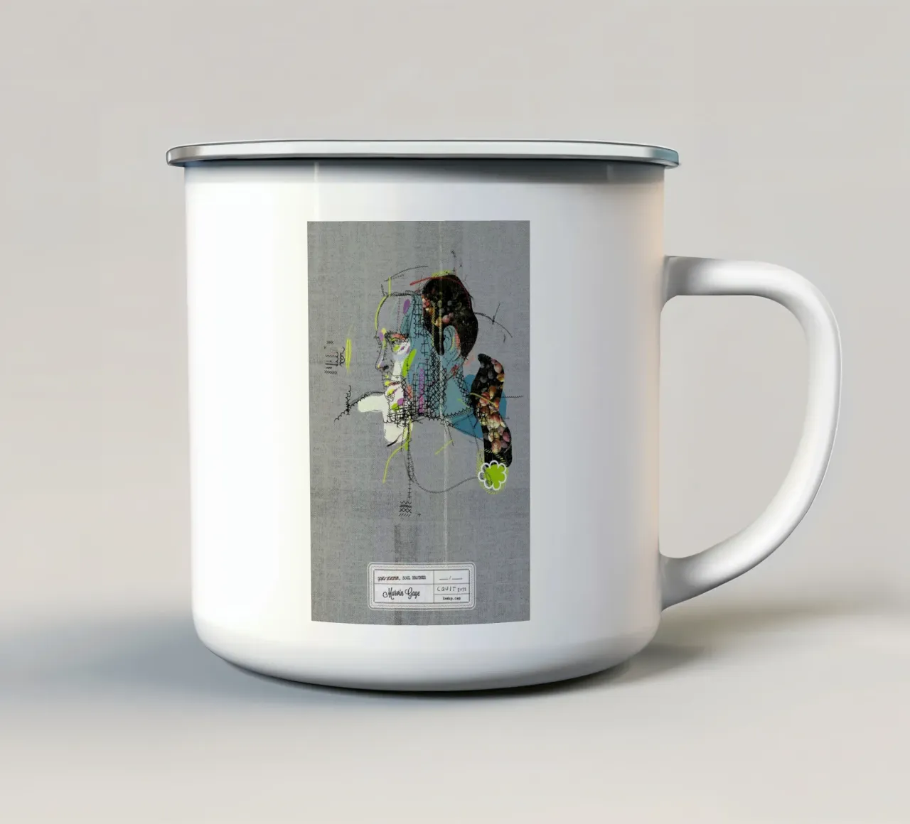 Marvin Portrait tazza in smalto da Carlos Quitério