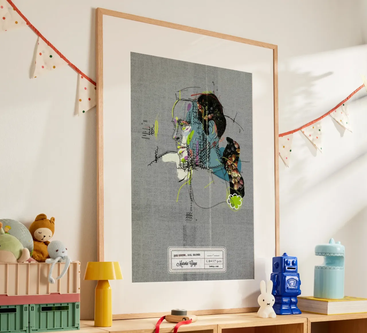 Marvin Portrait poster con telaio in legno da Carlos Quitério