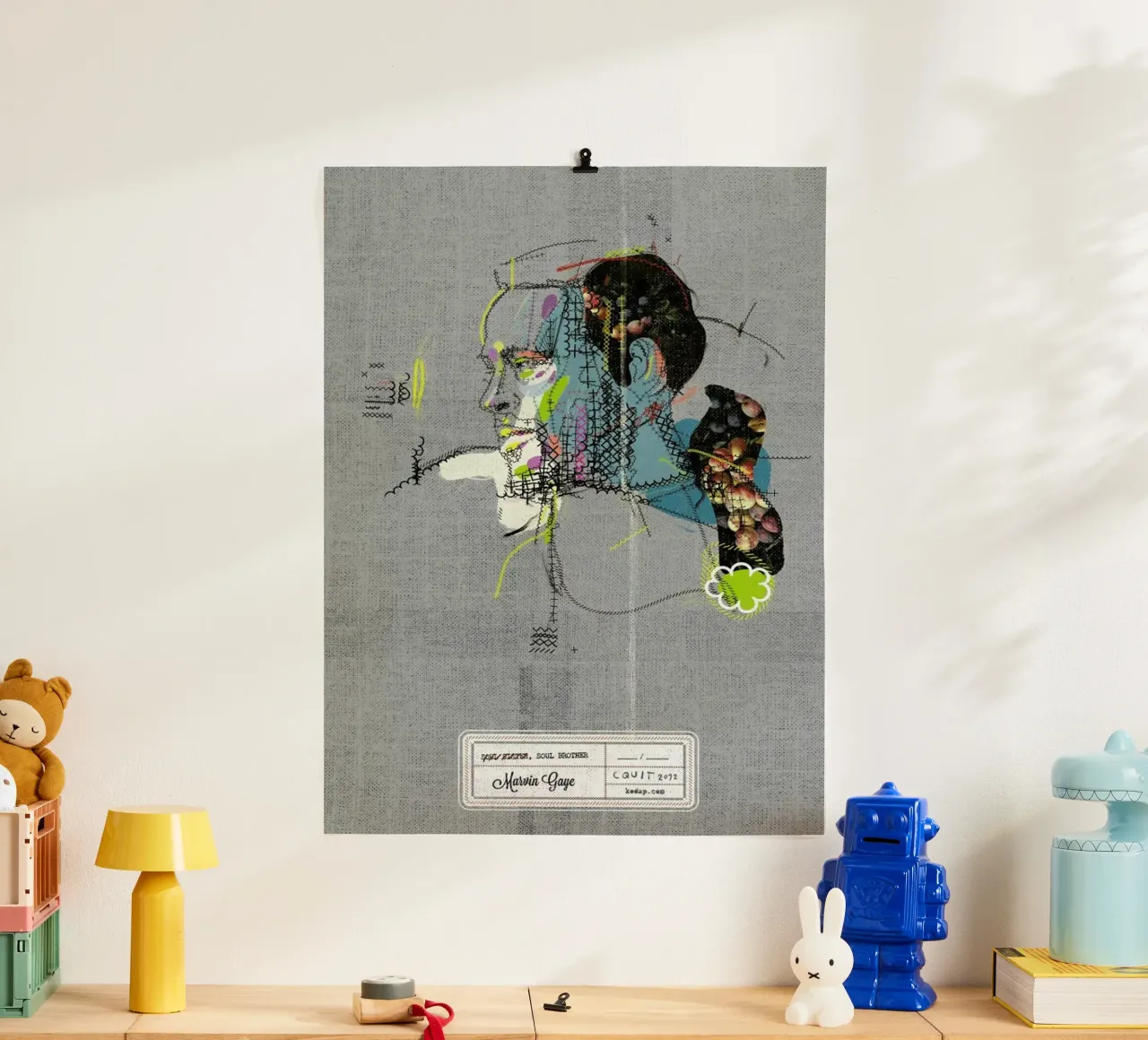 Marvin Portrait poster con telaio in legno da Carlos Quitério