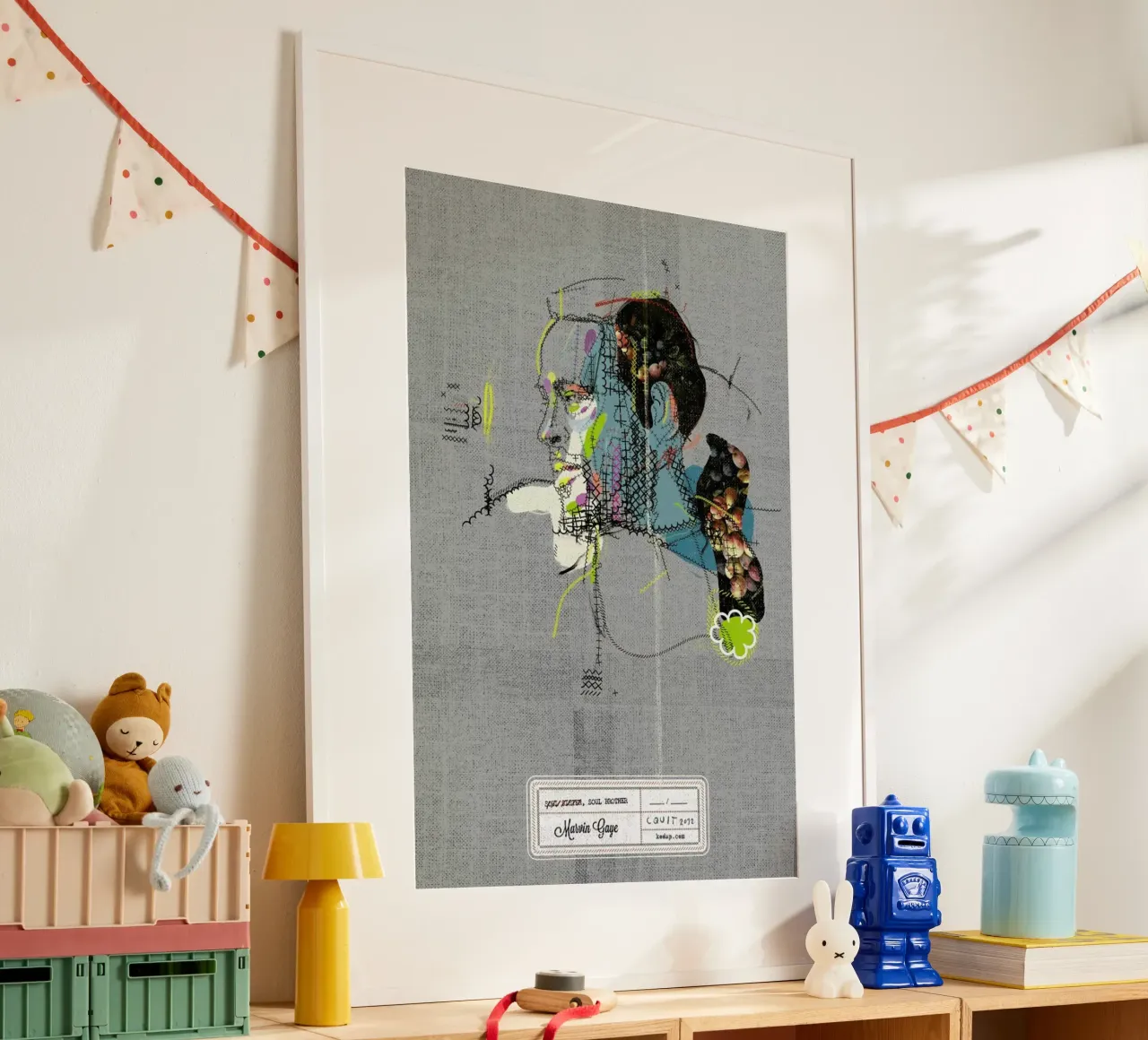 Marvin Portrait poster con telaio in legno da Carlos Quitério
