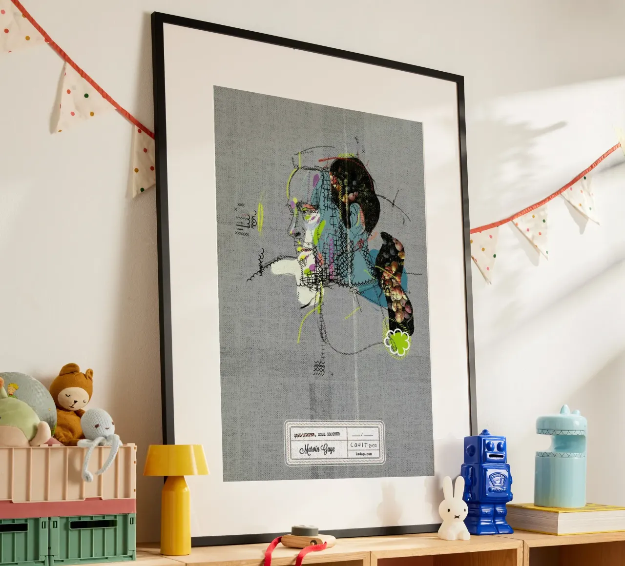 Marvin Portrait poster con telaio in legno da Carlos Quitério