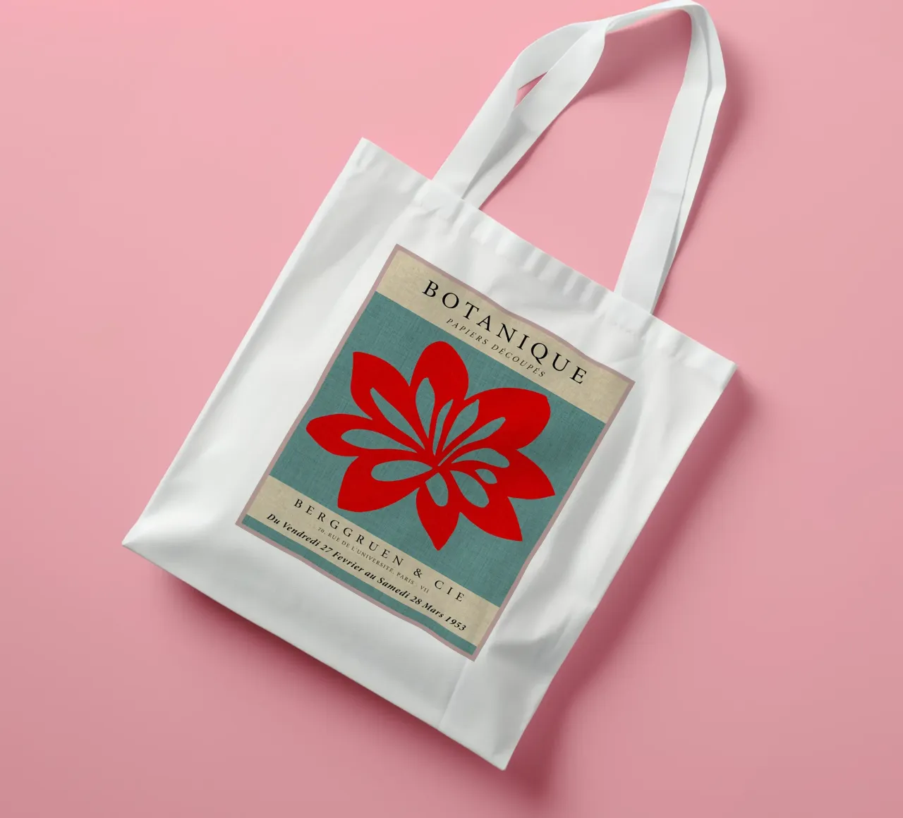 Fiore rosso botanico borsa in juta da Amanda Studio