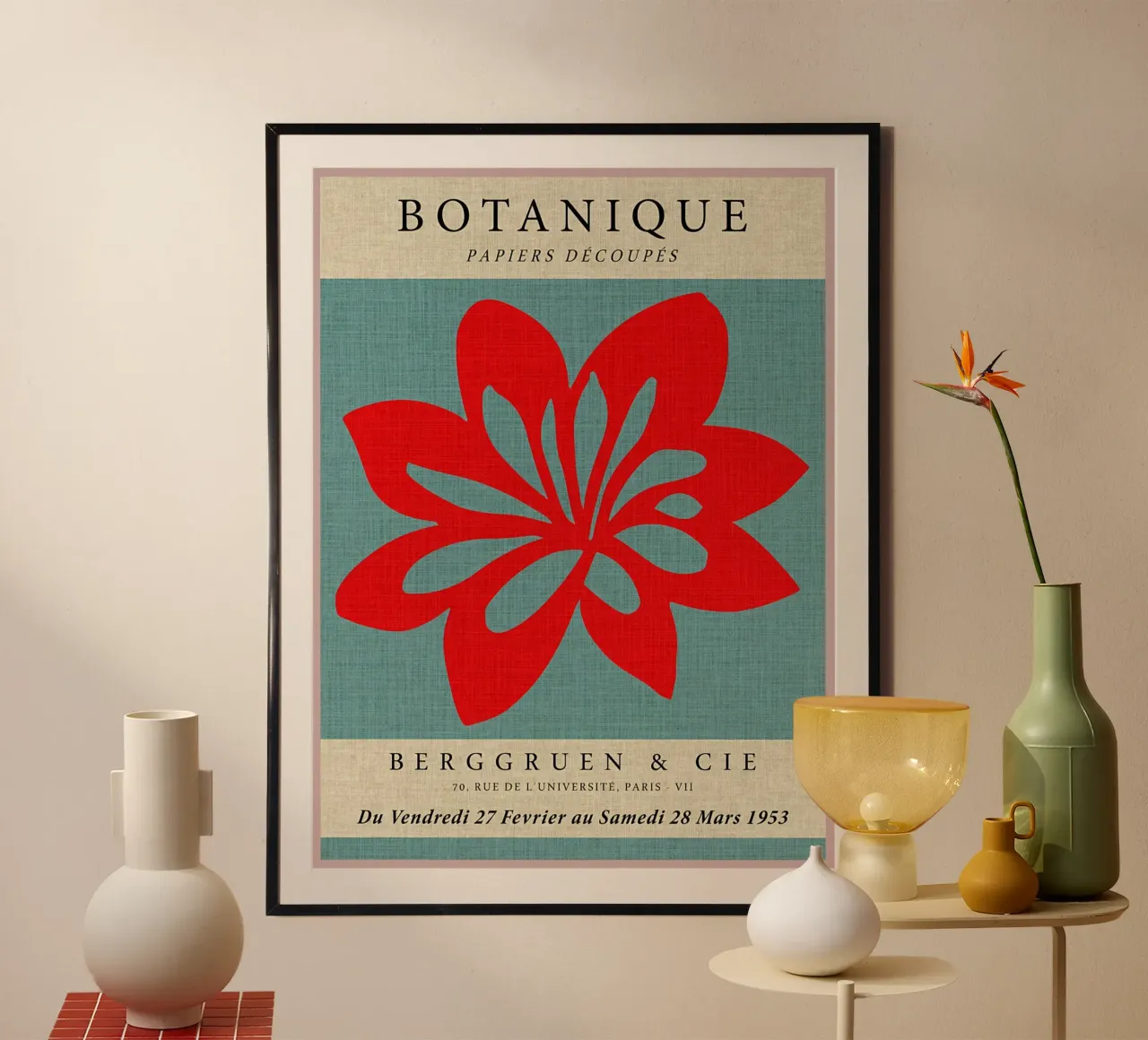 Fiore rosso botanico carta hahnemühle da Amanda Studio
