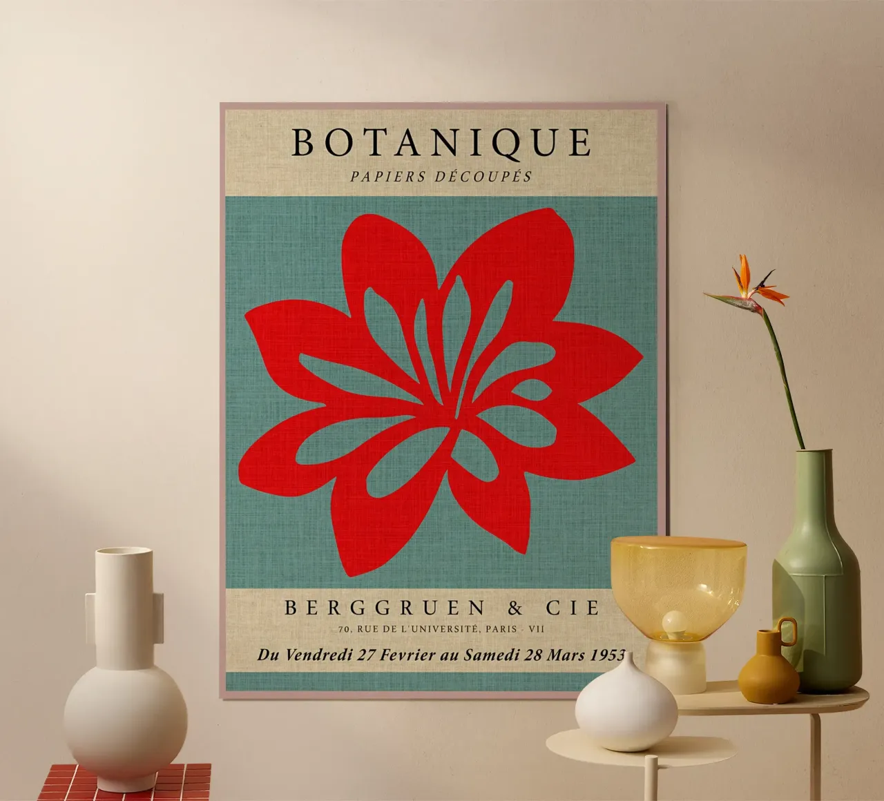 Fiore rosso botanico carta hahnemühle da Amanda Studio