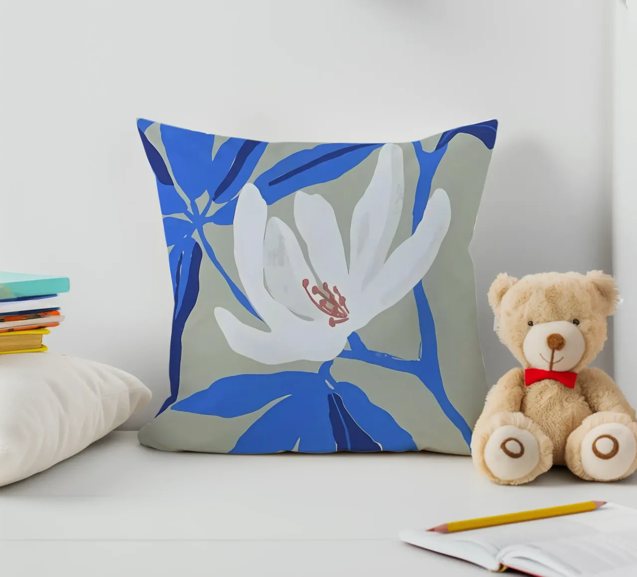 Arte dei fiori bianchi cuscino da Jose