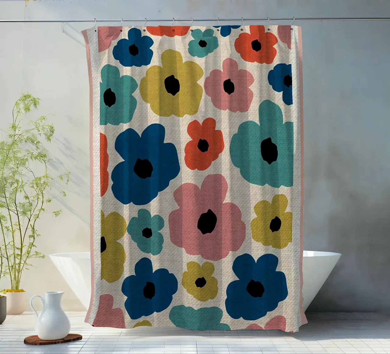 Fiori colorati e retrò tenda da doccia da BobbyStudio