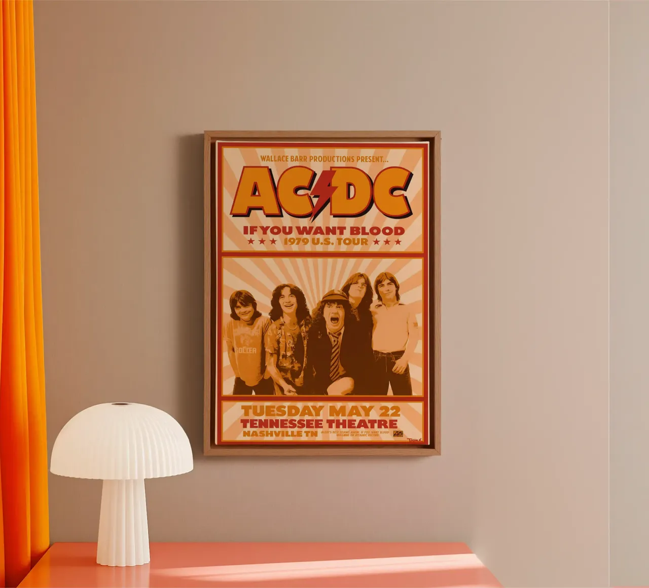 ACDC If You Want Blood Tour 1979 tela con Cornice a cassetta da DGUnder
