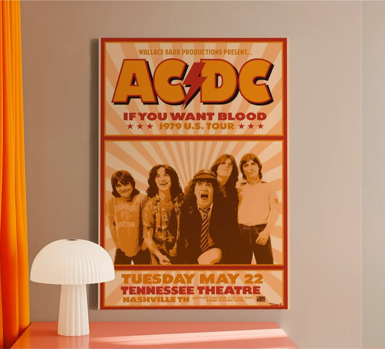 ACDC If You Want Blood Tour 1979 tela con Cornice a cassetta da DGUnder