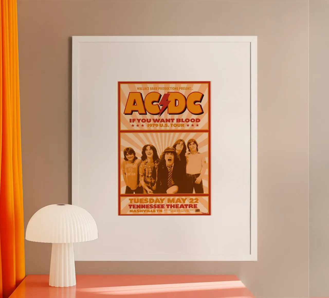 ACDC If You Want Blood Tour 1979 poster con telaio in alluminio da DGUnder