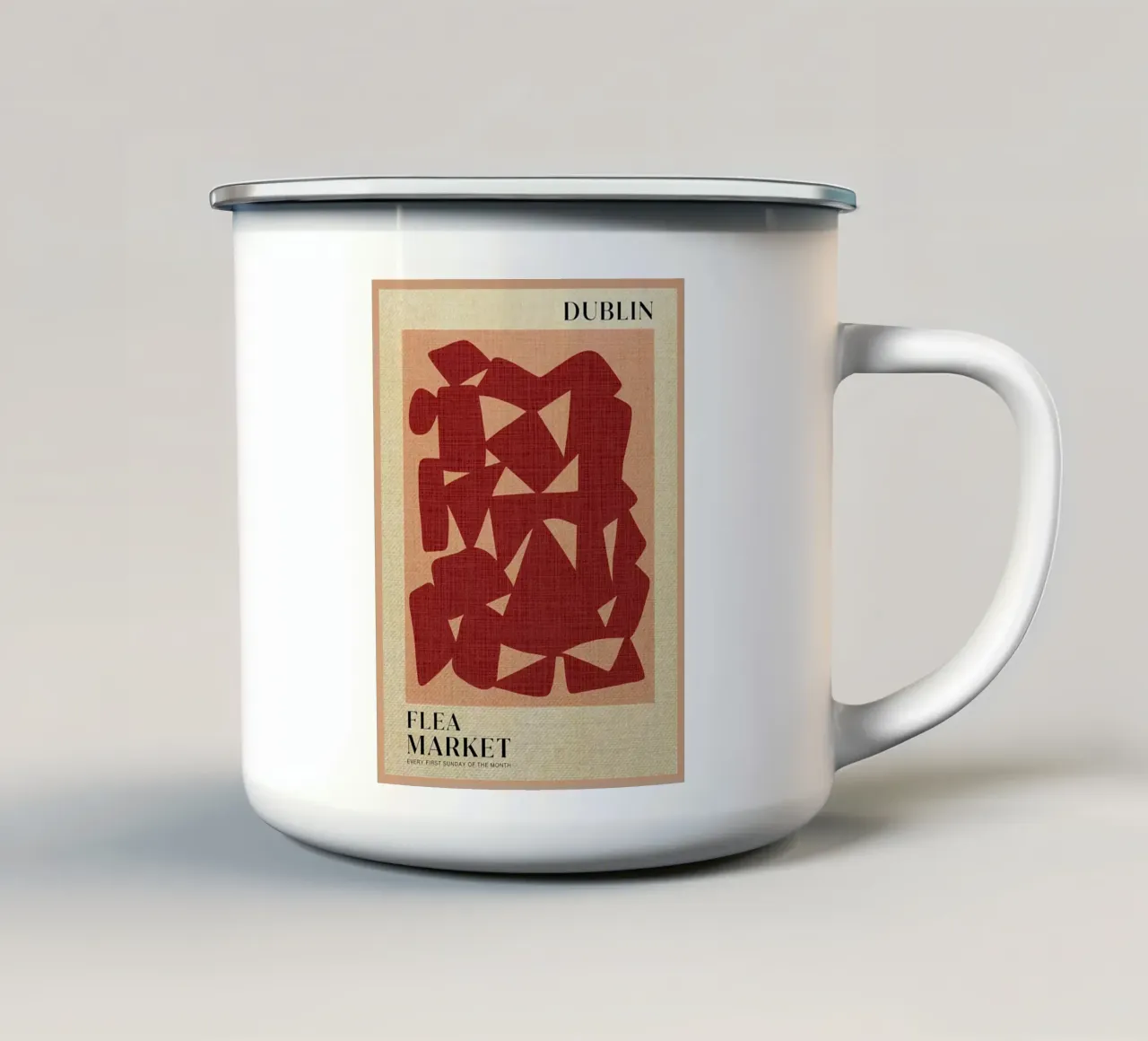 Poster del mercato delle pulci di Dublino tazza in smalto da EbrahimiStudio