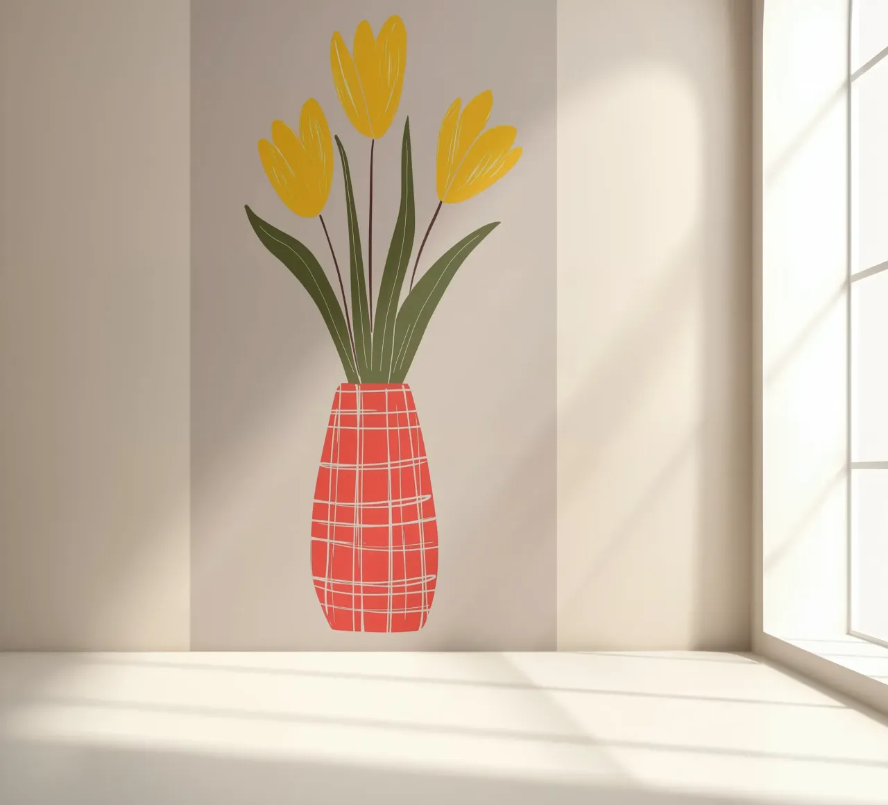 Jarrón rojo y flores papel para pared de Jose
