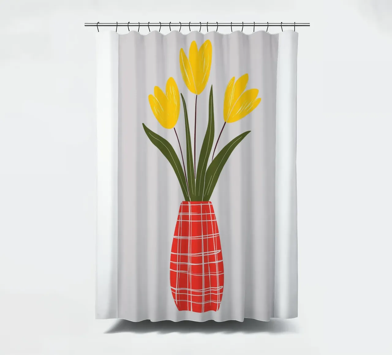 Red Vase And Flowers shower curtain by Jose