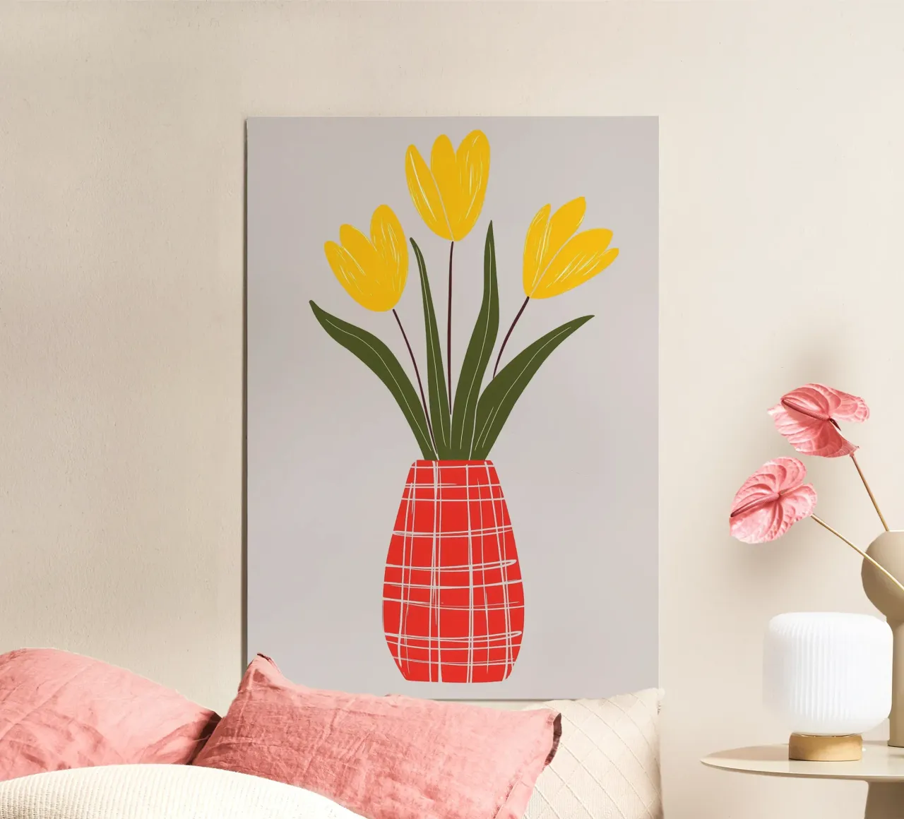 Vaso e fiori rossi alluminio dibond da Jose