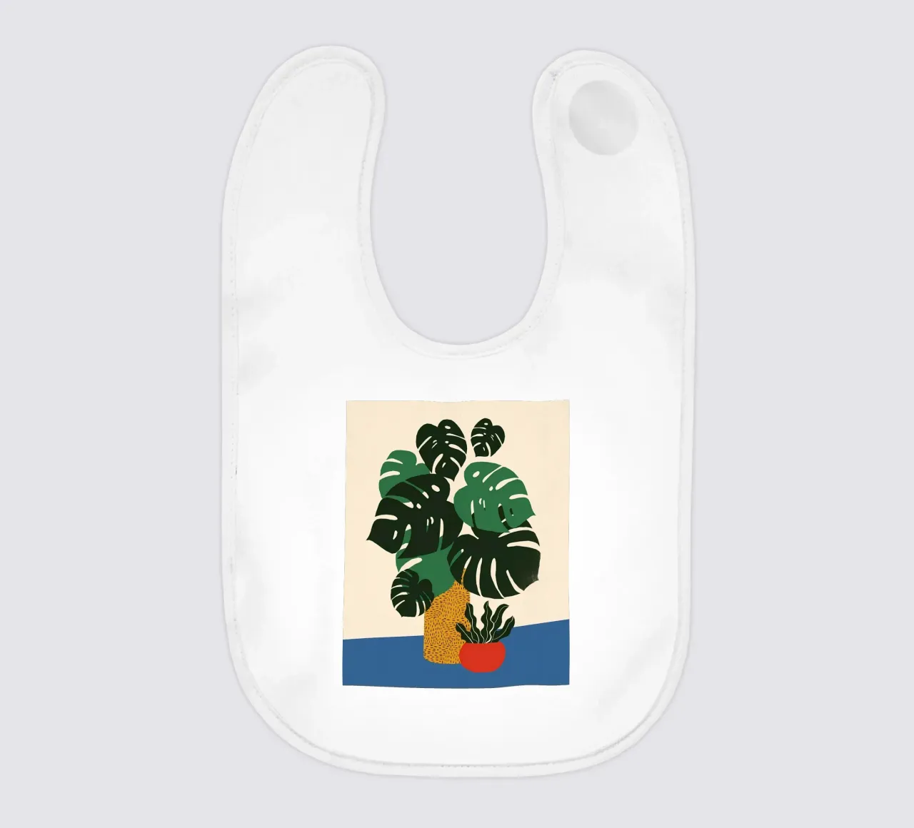 Green Monstera baby bib by Jose