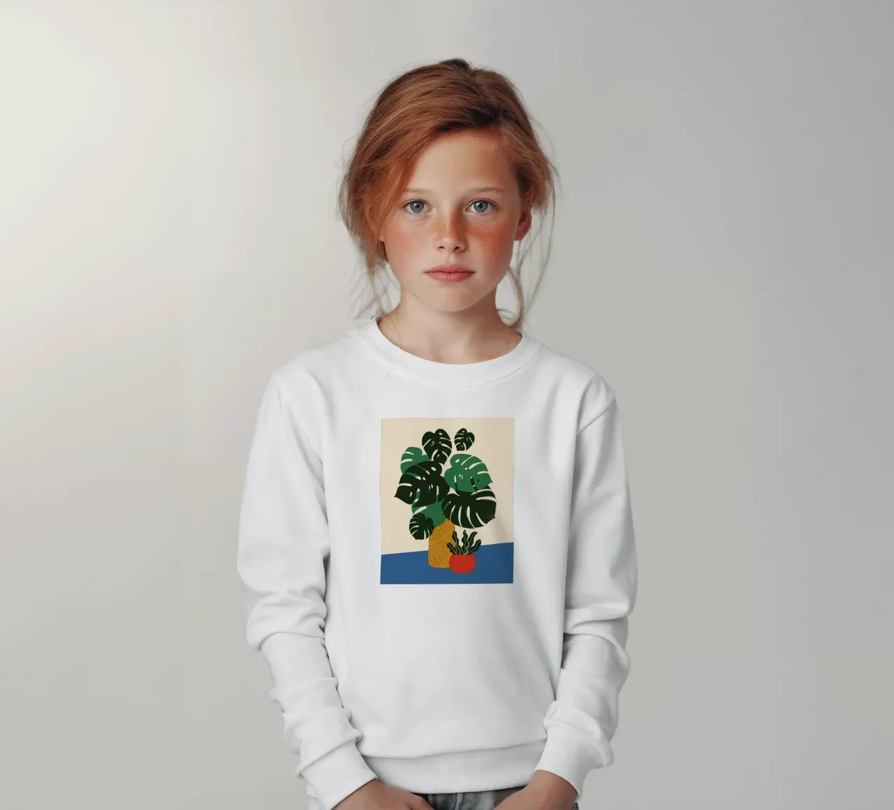 Green Monstera kids sweatshirt by Jose