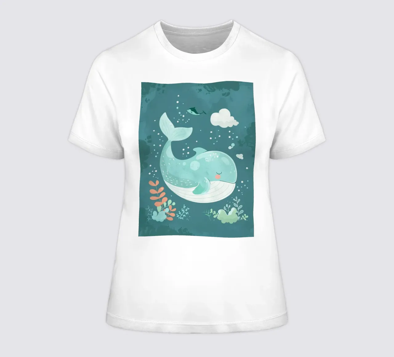 Incantevole immagine subacquea di una balena che nuota tranquillamente t-shirt da donna da DesignDoodle