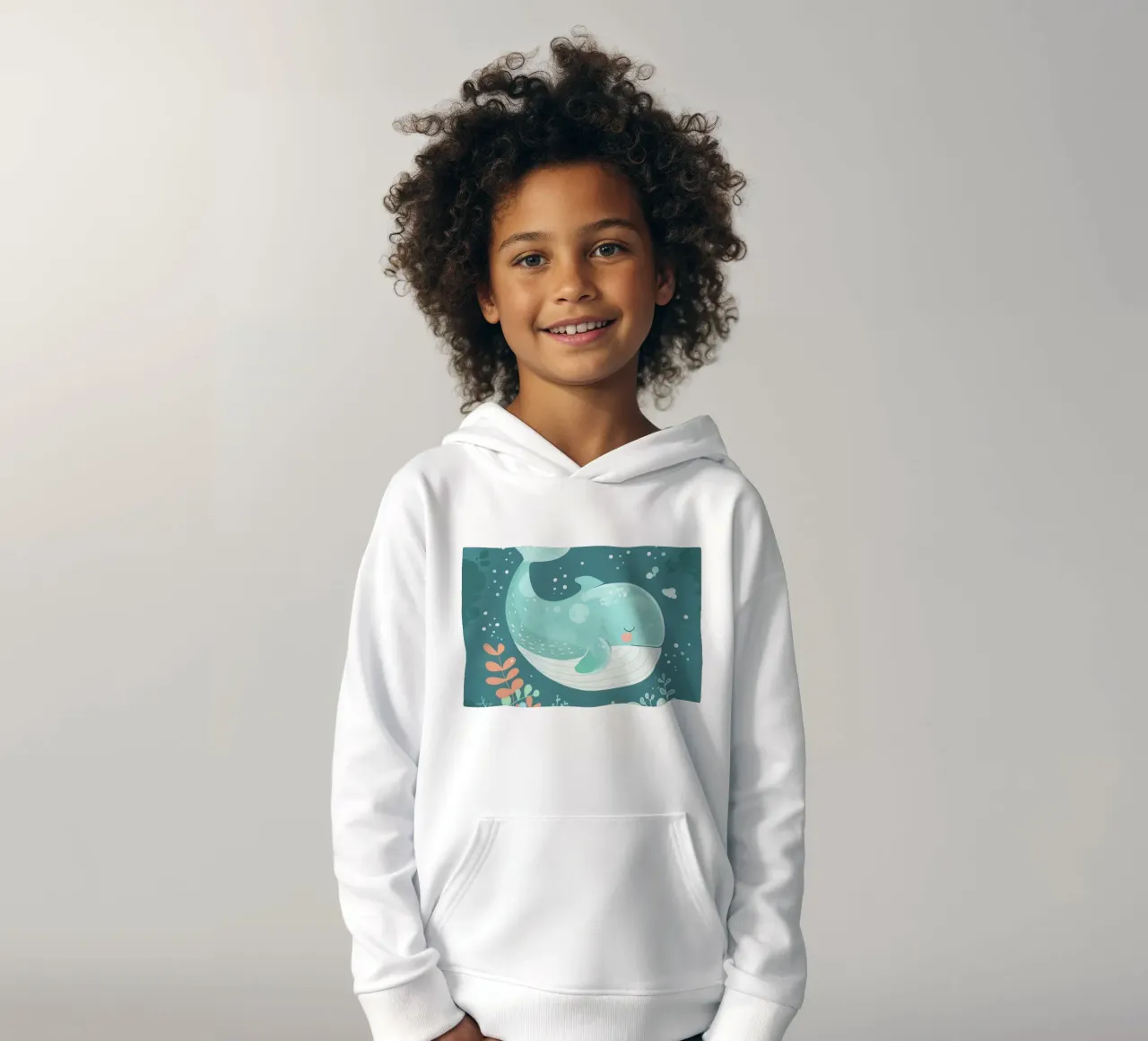 Incantevole immagine subacquea di una balena che nuota tranquillamente felpa bambino con cappuccio da DesignDoodle