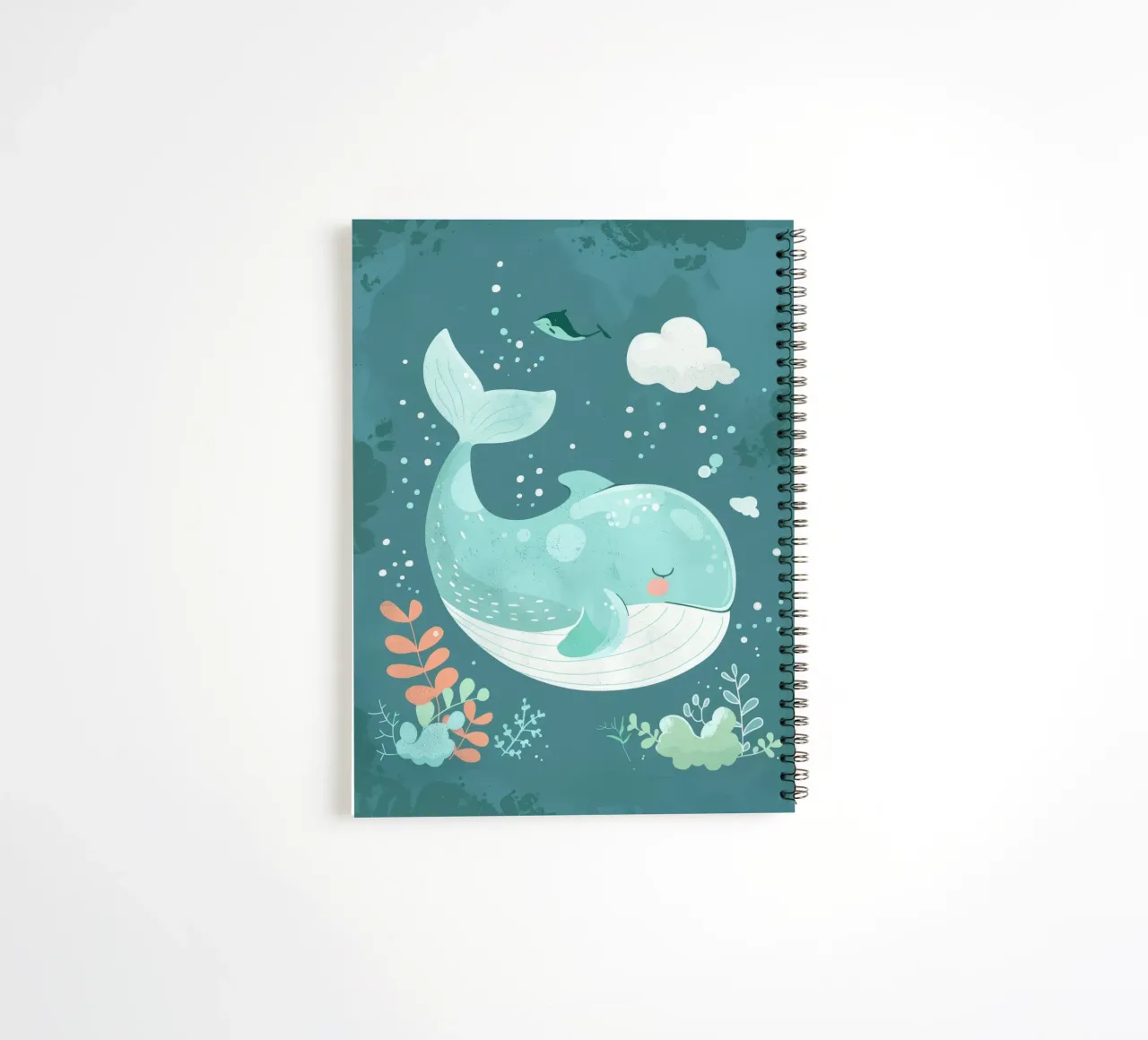 Incantevole immagine subacquea di una balena che nuota tranquillamente diario ad anelli da DesignDoodle