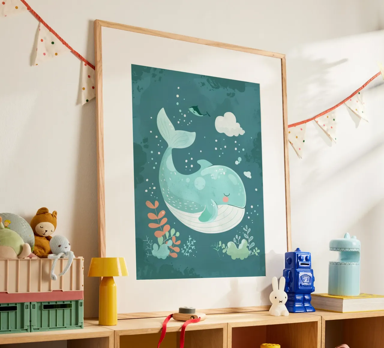 Incantevole immagine subacquea di una balena che nuota tranquillamente carta hahnemühle da DesignDoodle
