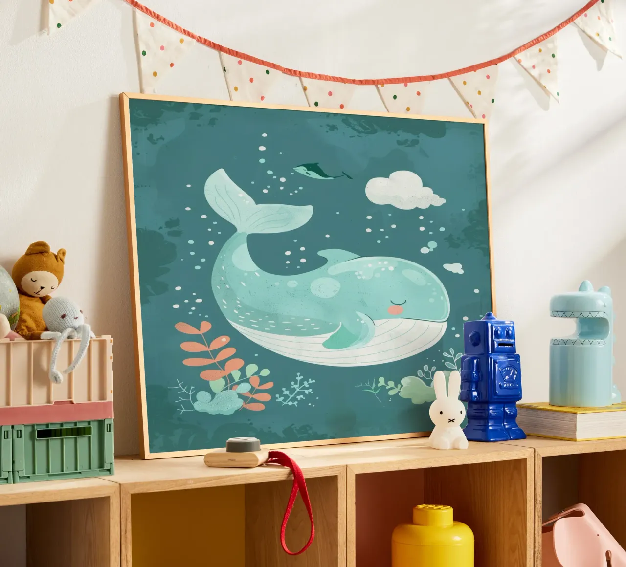 Incantevole immagine subacquea di una balena che nuota tranquillamente carta hahnemühle da DesignDoodle