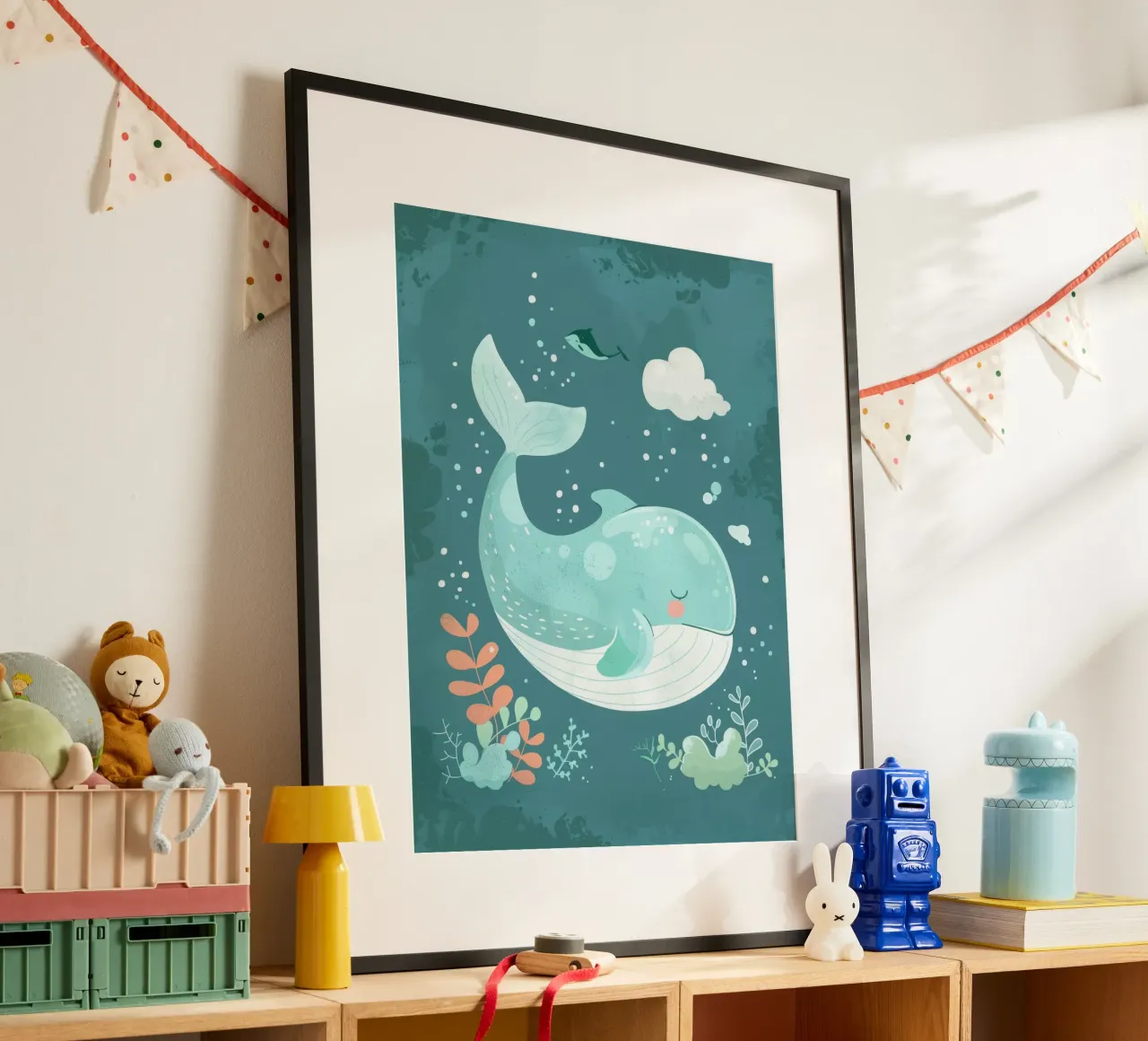 Incantevole immagine subacquea di una balena che nuota tranquillamente carta hahnemühle da DesignDoodle