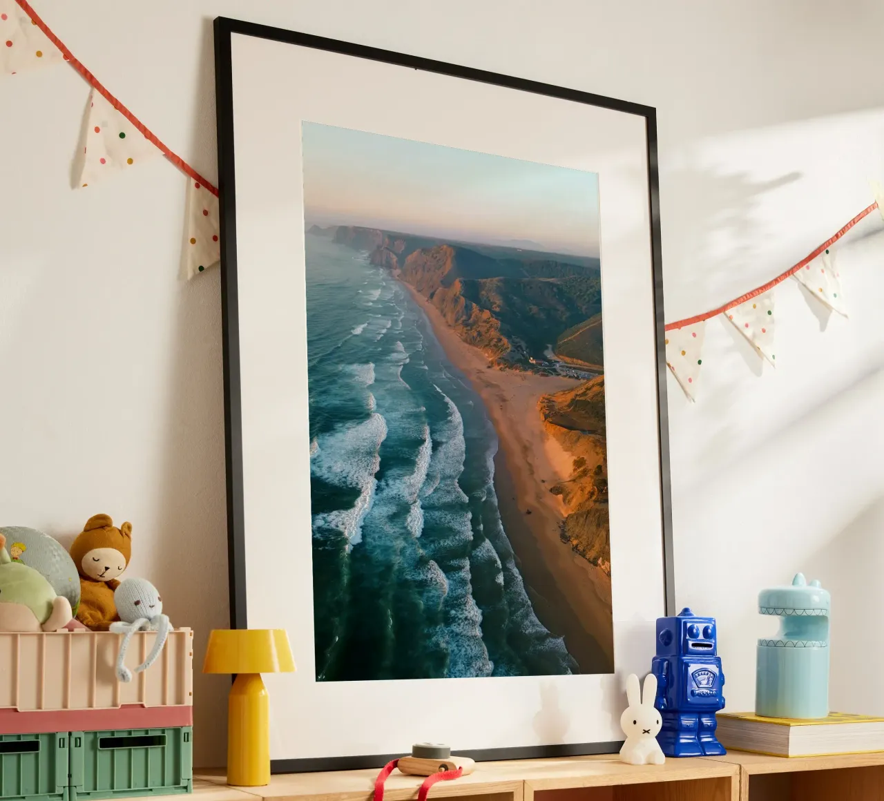 Coastal Horizon poster with plastic frame by Thilo Grøsch