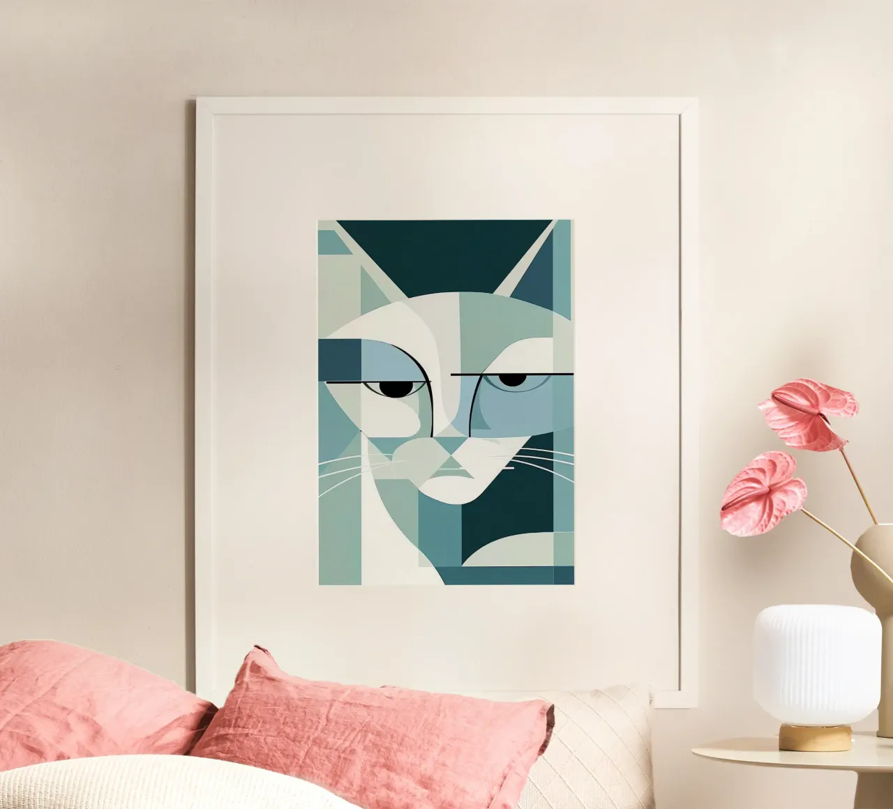 Gatto geometrico carta hahnemühle da Manuela