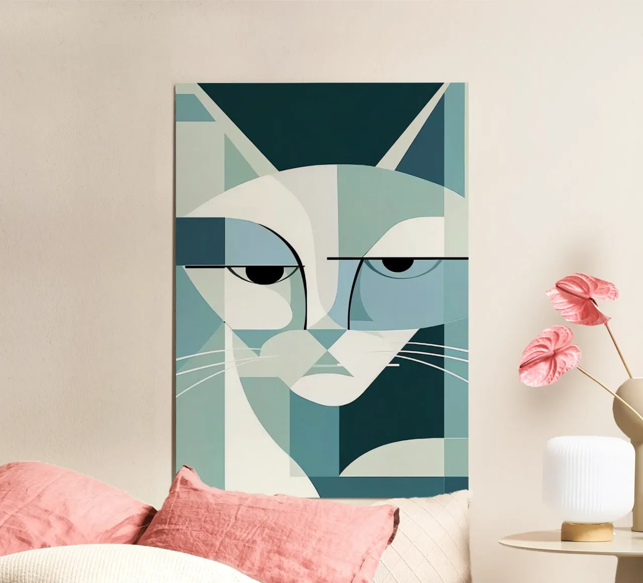 Gatto geometrico carta hahnemühle da Manuela