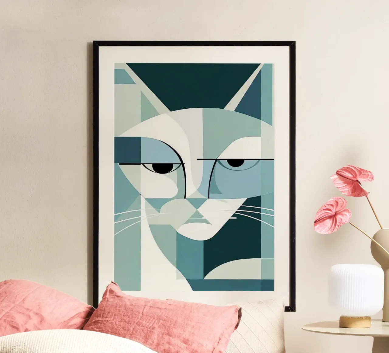 Gatto geometrico carta hahnemühle da Manuela