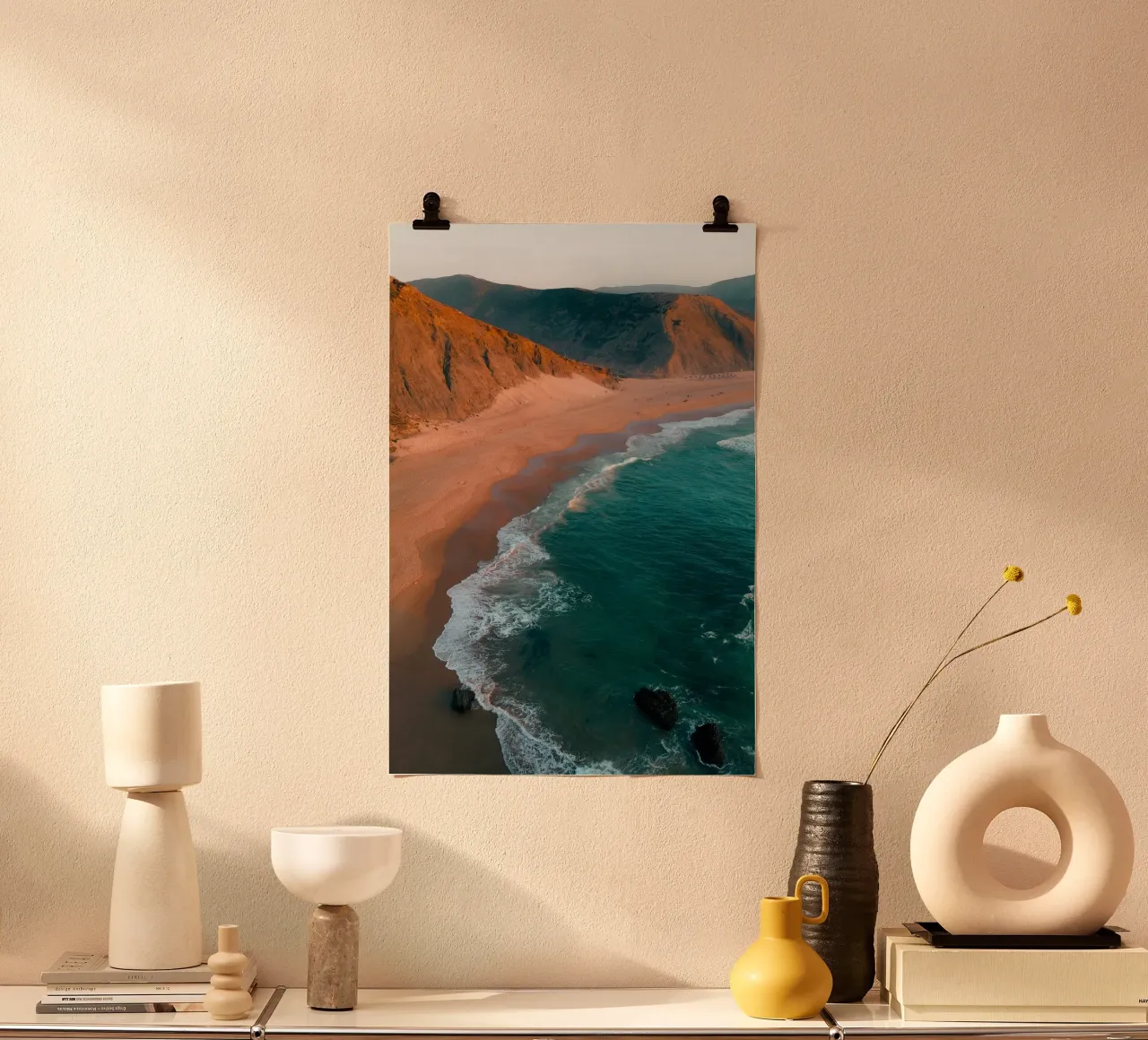 Wild and Silent: Praia do Castelejo, Portugal poster with wooden frame by Thilo Grøsch
