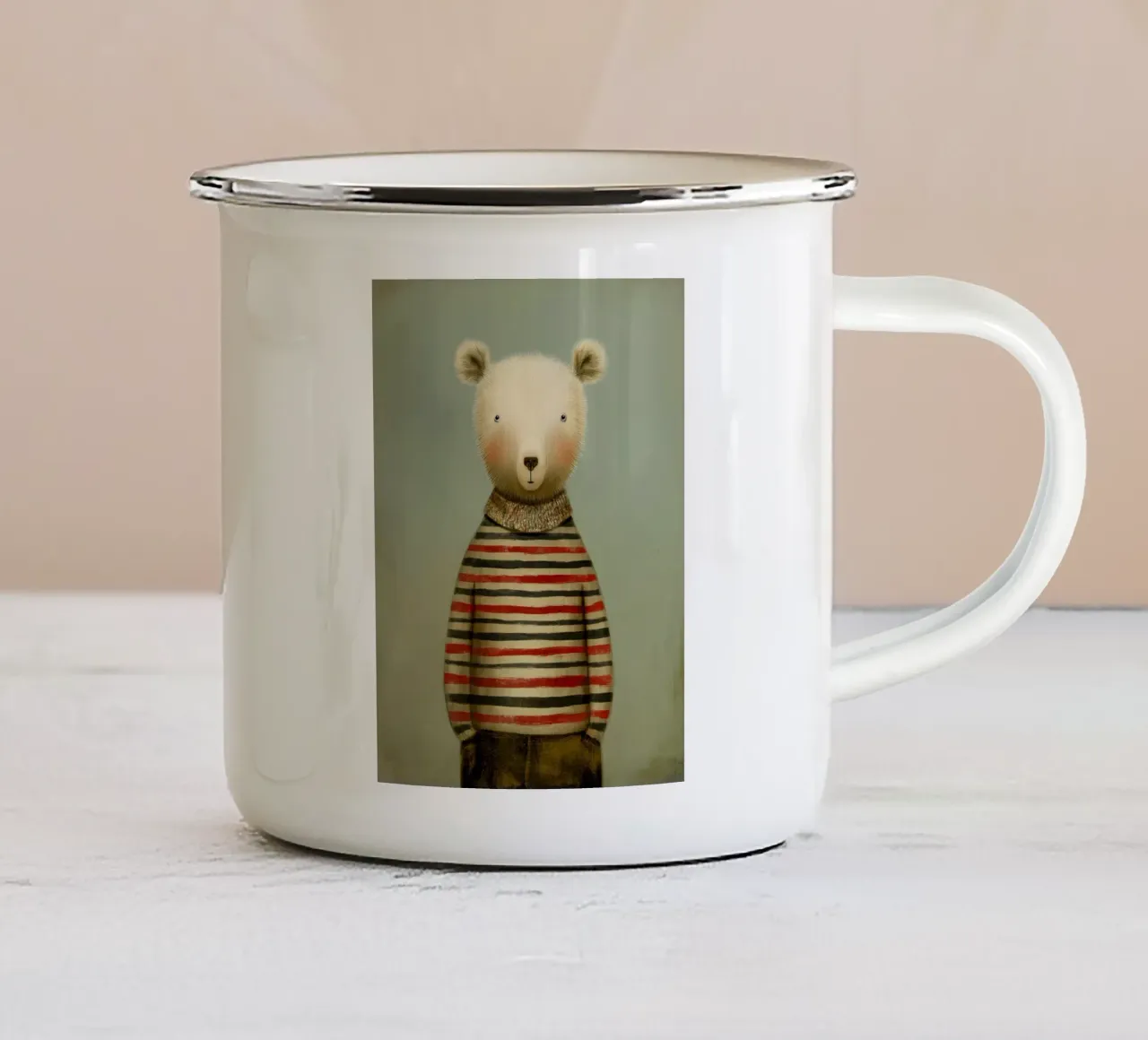 Beertje in kleding emaille mok van Pictura