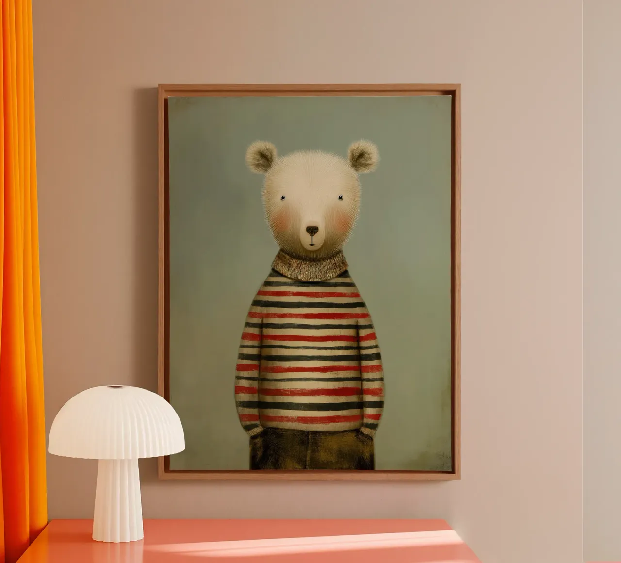 Beertje in kleding canvas met Baklijst van Pictura