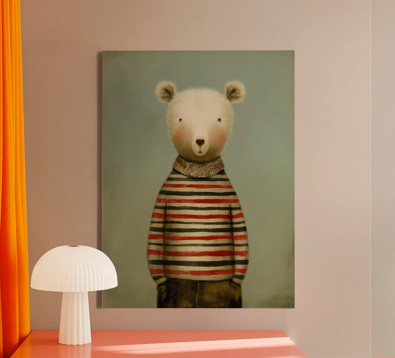 Beertje in kleding canvas met Baklijst van Pictura