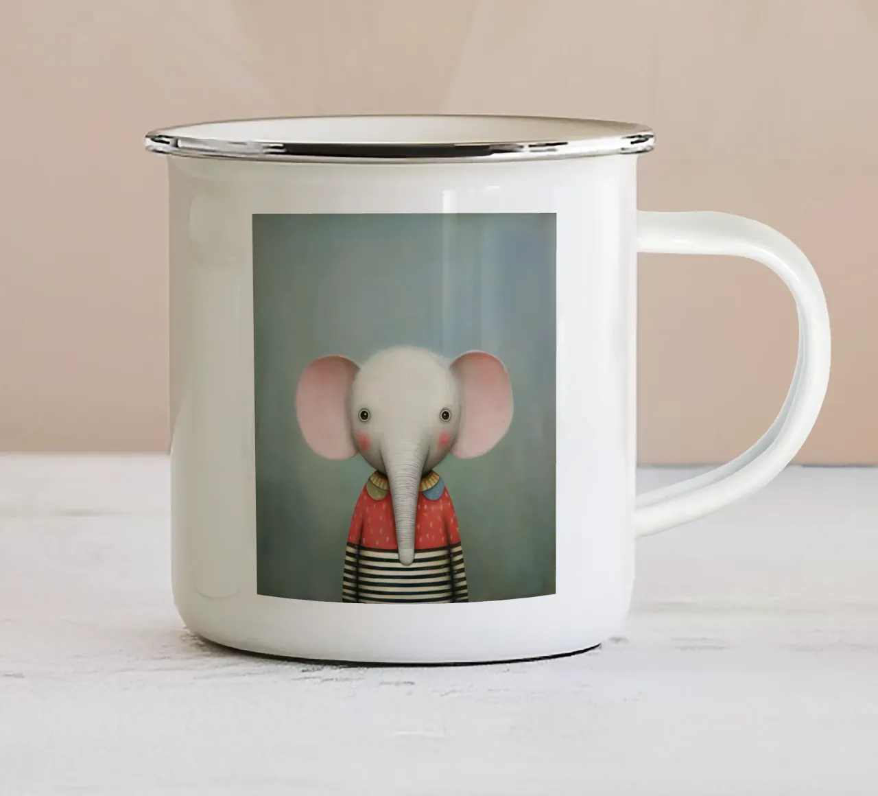 Elefante per la cameretta tazza in smalto da Pictura