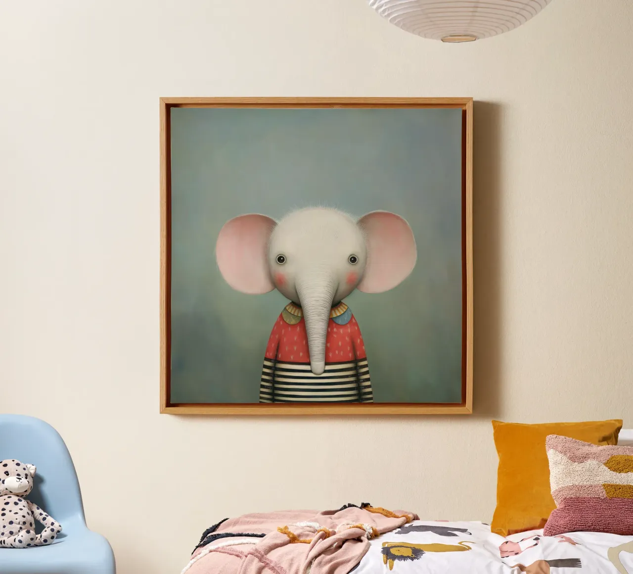 Elephant for the nursery canvas with Floater frame by Pictura