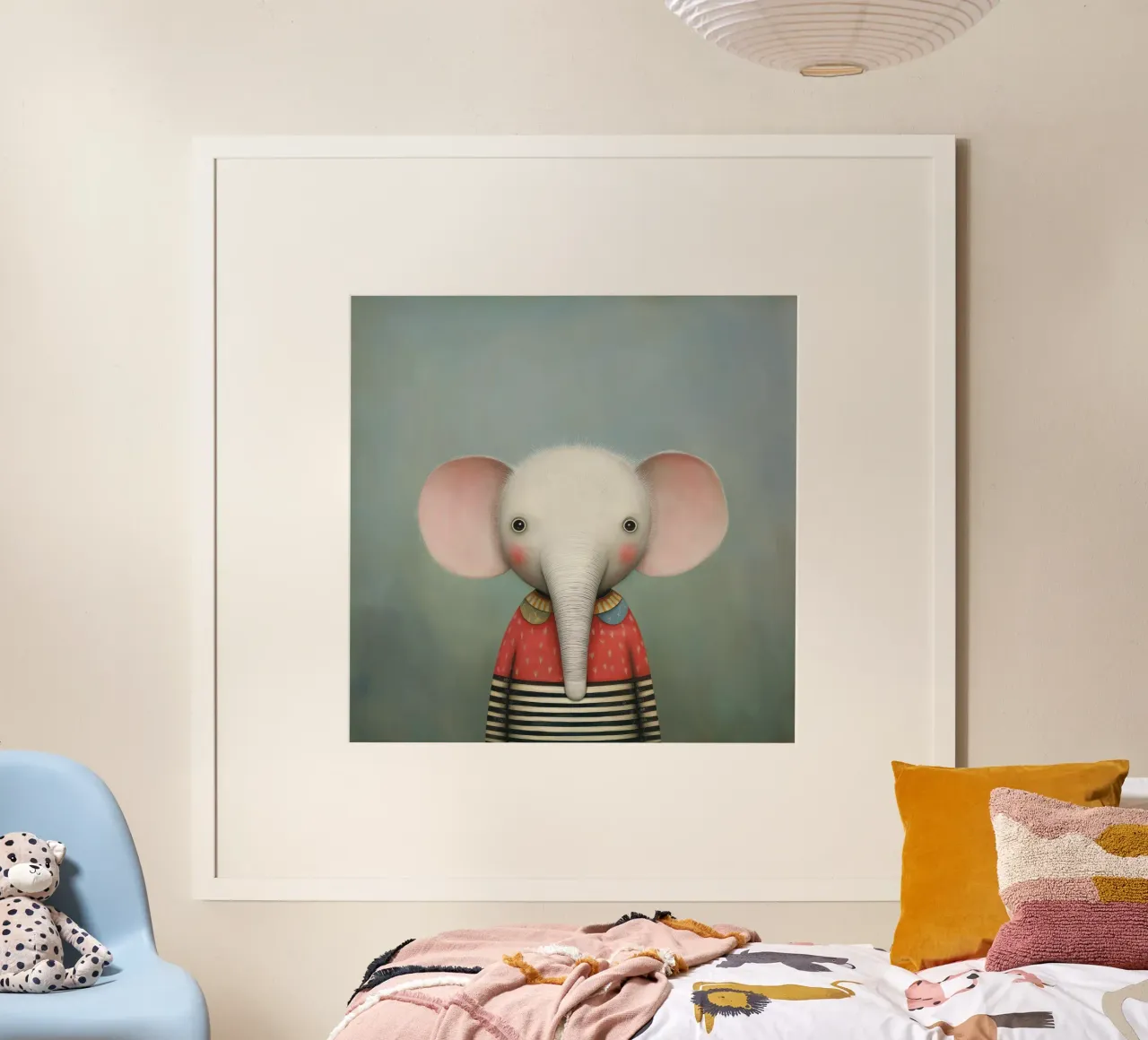 Elefante per la cameretta poster con telaio in alluminio da Pictura