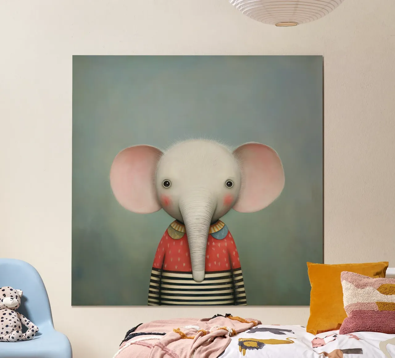 Elefante per la cameretta poster con telaio in alluminio da Pictura