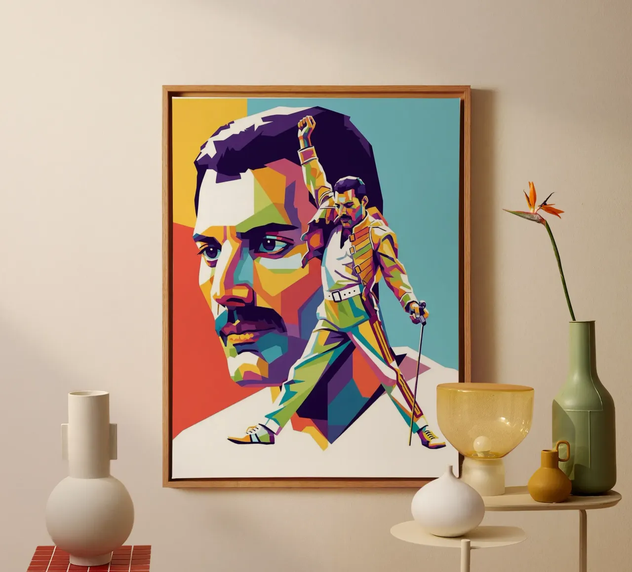 Freddie Mercury iconic style tela con Cornice a cassetta da Hantamrata