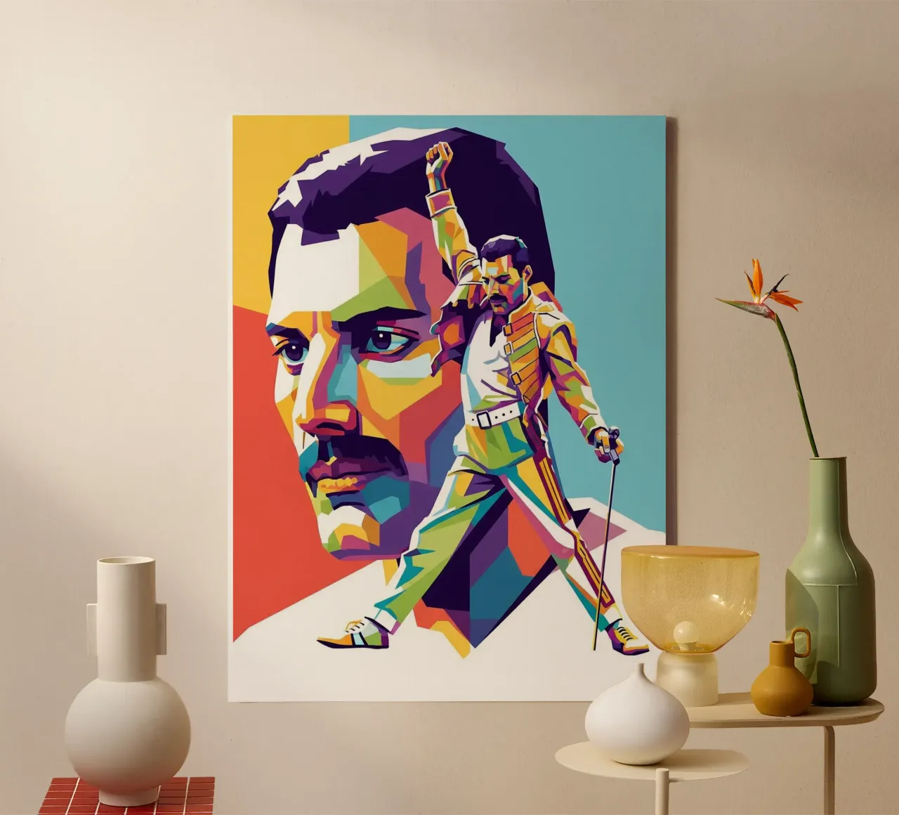 Freddie Mercury iconic style tela con Cornice a cassetta da Hantamrata
