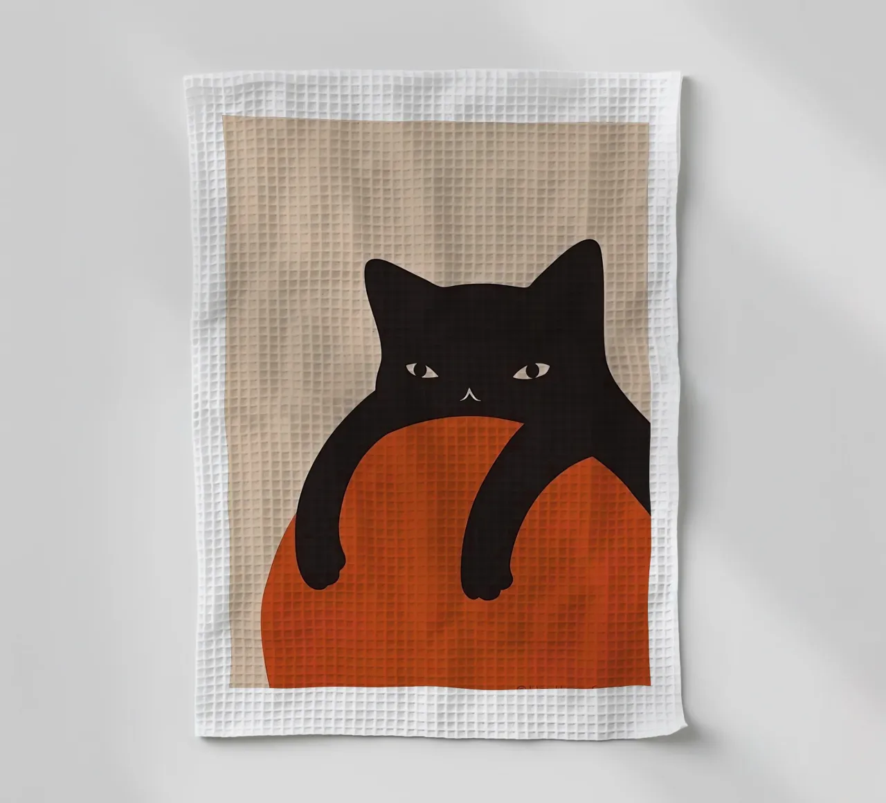 Lazy Black Cat tea towel by Manuela
