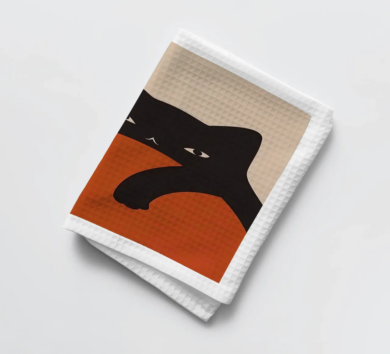 Lazy Black Cat tea towel by Manuela