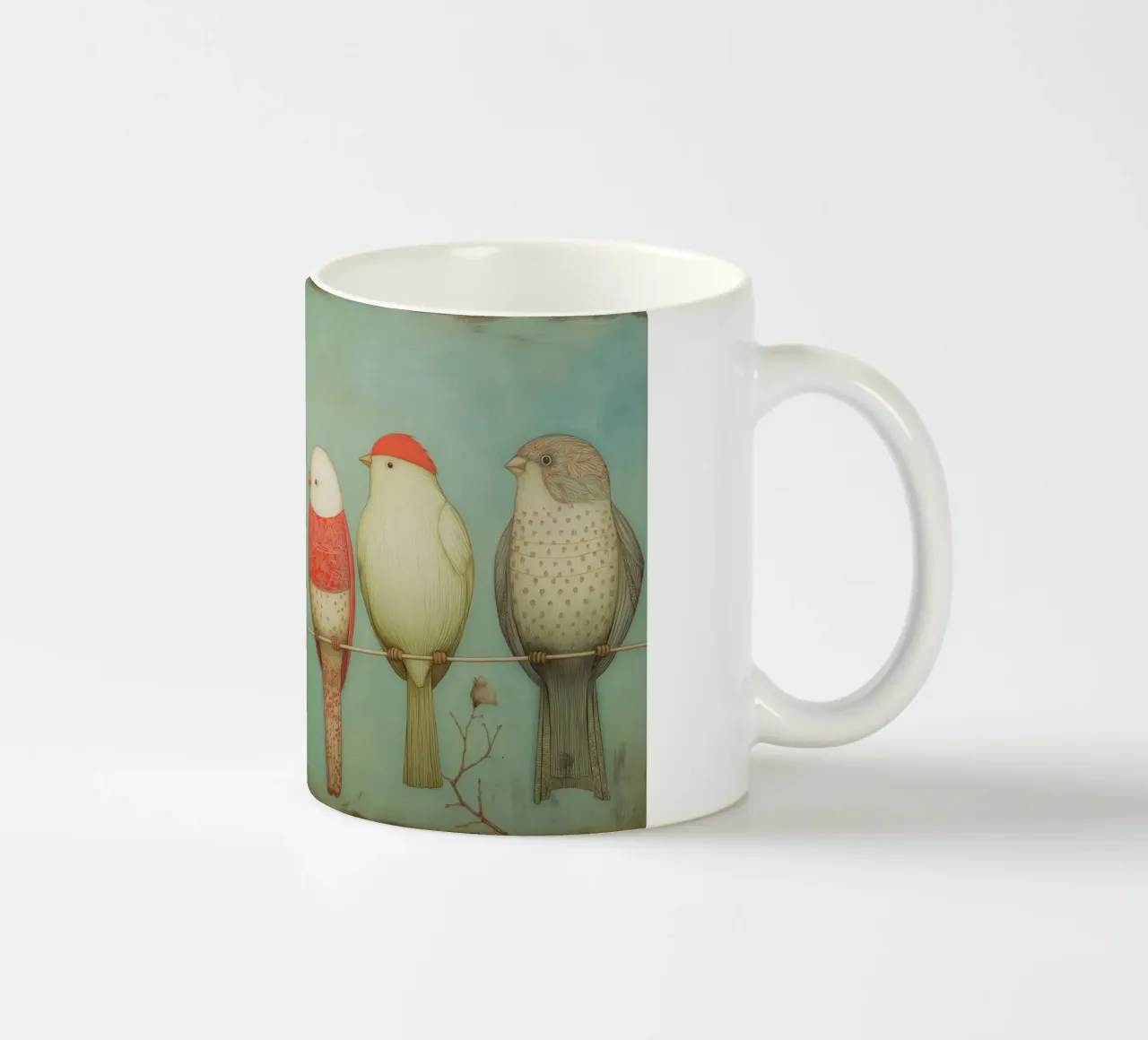 Uccelli su uno stendino tazza in ceramica da Pictura