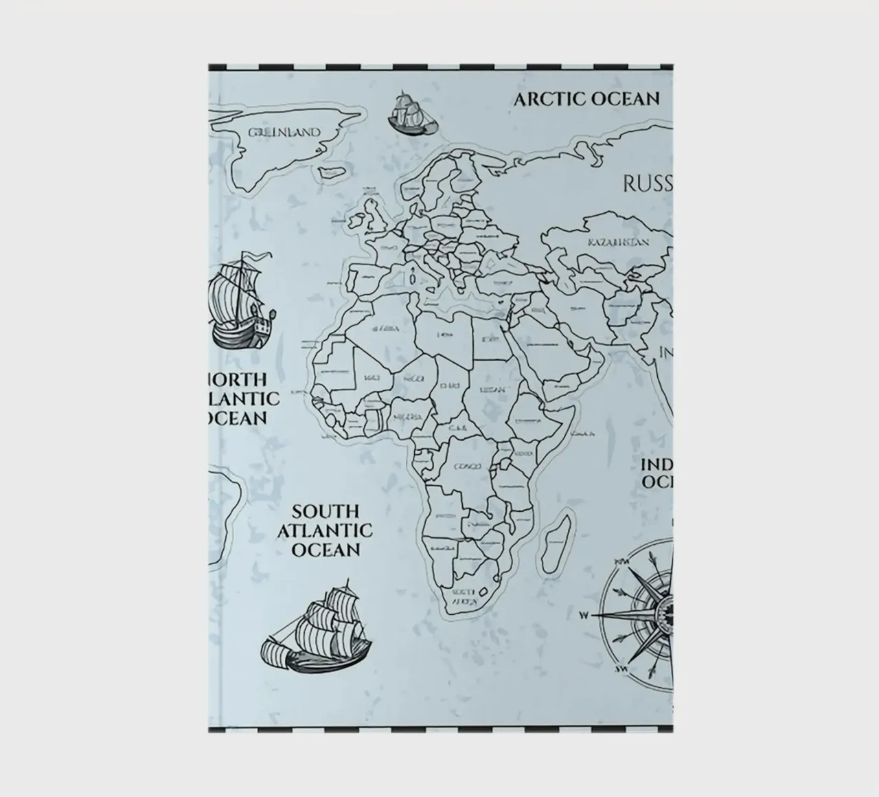 world map labels notebook by Laura Harris