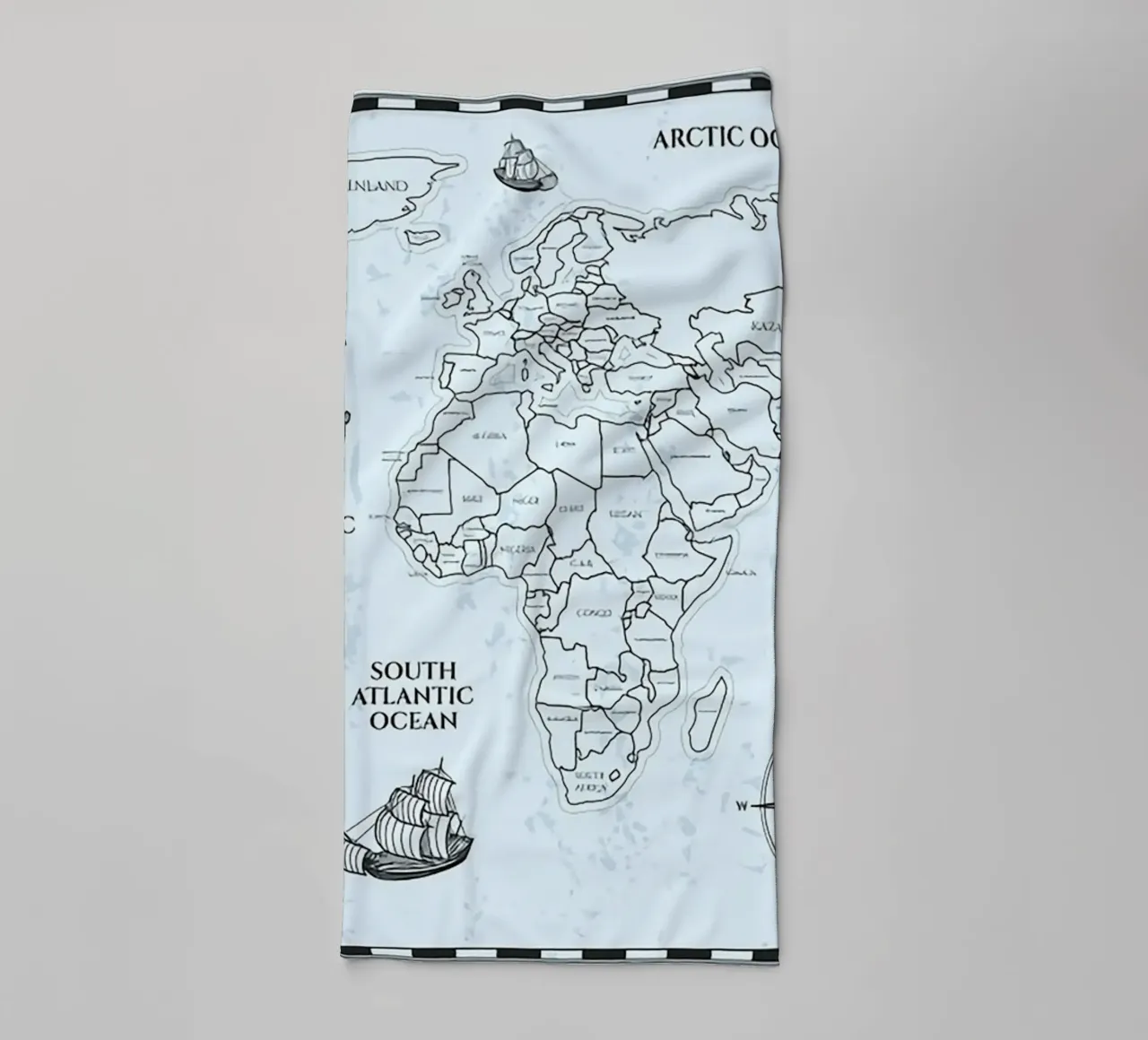 world map labels towel by Laura Harris