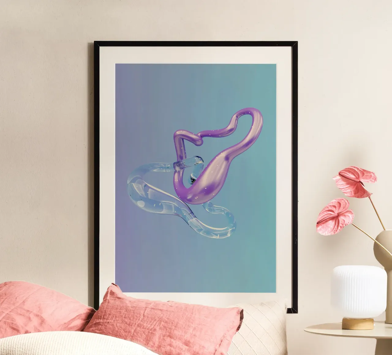 fluido astratto poster con telaio in alluminio da Earthly Visions